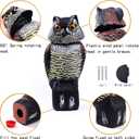 Owl Decoys to Scare Birds Away with Rotating Head,Natural Enemy Bird Deterrent Realistic Eyes & Waterproof Shape Fake Owl Scarecrow Bird Control