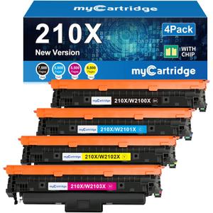 210X Toner Cartridges 4 Pack High Yield (with Chip) Compatible Replacement for HP 210X 210A for Color Laserjet Pro MFP 4301fdw 4301fdn Pro 4201dw 4201dn Series Printer Ink W2100X W2100A (BCMY, 4-Pack)