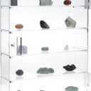 Juvale 5 Tier Acrylic Display Case for Collectibles, Mini Action Figures, and Rocks - Wall-Mount Display Cabinet - Clear, 14" Tall