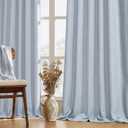 MIULEE Thick Linen Curtains 96 Inches Long Light Blue Semi Sheer for Farmhouse/Living Room/Bedroom, Linen Textured Light Filtering Window Privacy Drapes with Back Tab Rod Pocket, 42Wx96L, Set of 2