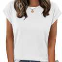 Zeagoo Women's Tops Summer Casual Cap Sleeve Tshirts Shirts Business Dressy Spring Fashion Outfits Trendy Clothes White L