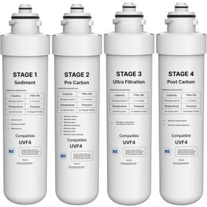 4 Stage Filter Replacement Kit Compatible with Brio 4-Stage Ultrafiltration UVF4 MIB400PKUF