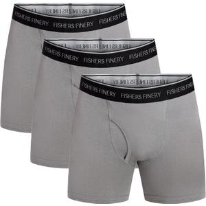 Fishers Finery Athletic Fit Modal Boxer Briefs Moisture Wicking Microfiber Underwear Multipack (Gray, L)