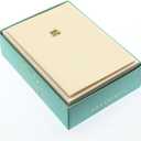 Graphique Shamrock La Petite Presse Boxed Notecards, 10 Embellished Gold Foil Blank Cards with Matching Envelopes and Storage Box, 3.25" x 4.75"