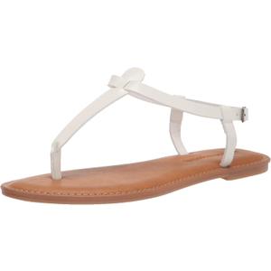 Amazon Essentials Women's Casual Thong Sandal with Ankle Strap (7, White)