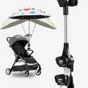Universal 360 Adjustable Stroller Umbrella Attachment - Stainless steel Umbrella Holder for Chairs, Bikes & Wheelchairs, Easy Install Clamp Fits 0.6-1.2in Handles with Secure Lock