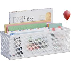 GDINDINFAN Mail Holder Countertop, Mail Organizer with 2 Slots, Mail Basket Wall Mounted Desktop Mail Sorter Letter Holder Box Envelope Organizer for Home Office, White