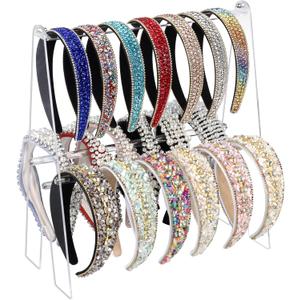 Headband Holder Headband Organizer, Acrylic Headband Holder Organizer, 2-Tier Clear Headband Display Stand, Headband Storage Rack for Girls and Women (Modern)