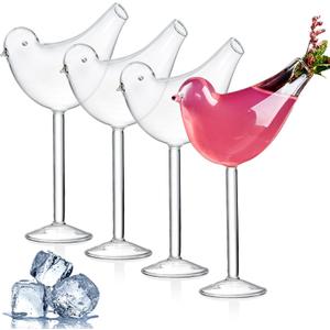 4 Pack Bird Cocktail Glasses, 160ml/5.4 Oz Bird Shaped Martini Glass, Clear Fancy Drinking Glasses, Unique Wine Glasses for champagne, Mixed Drinks, Party, Wedding and Home decor