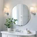 30" Round Frameless Wall Mirror, Frameless Circle Mirror for Over Sink, Beveled Edge, Simple & Elegant Look (Silver 1 Pack)