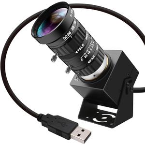48MP USB Webcam 8K Ultra HD Color Camera with 5-50mm 10X Manual Optical Lens 6000P Industrial Security Video Camera Close-Up Zoom Function Plug-and-Play for Windows, Linux, Mac OS