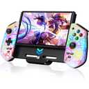 Switch Controllers, Hall Effect Joystick Switch Joypad for Nintendo Switch/OLED, Full-Size Grip Wireless Switch Pro Controller with Light, No Drift Handheld Remote Mode (White-Crack)