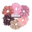 Chloven 6 Colors Oversize Jumbo Hair Scrunchies Blush Theme Large Satin Elastics Pink Lovers Scrunchy Bobbles Soft Bands Ties Accessories for Girls Women (6 Blush) (6 Count (Pack of 1))
