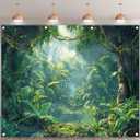 Fabric 10x8ft Jungle Forest Photography Backdrop Rainforest Tropical Natural Scenery River Background Summer Adventure Party Decorations Photo Banner Props
