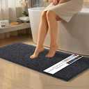 MAYSHINE Large Plush Shaggy Chenille Bath Mat 39"x24" Extra Soft, Super Absorbent, Non-Slip Bathroom Rug | Fluffy Microfiber, Area Rug Sets for Bathroom Floor, Kitchen, Living Room | Charcoal Gray, 2 Pieces