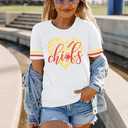 Game Day Shirt Women: Team Fan T-Shirt Cute Football Heart Graphic Tees Casual Season Short Sleeve Tops (White, M)