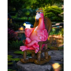 Tiejiajiang Flamingo Statue for Outdoor Garden Statue - Resin Flamingo Fairy Garden Decor - Suitable for Home Desk Garden Lawn Patio Porch Decor, Unique Gifts for Mom Grandma (8.1 inch)