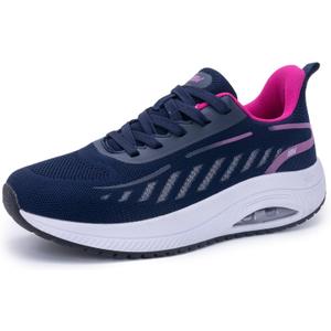 Women's Arch Support Walking Shoes Tennis Shoes Orthotic Sneakers for Plantar Fasciitis Foot Pain Relief NavyPink Size 7.5
