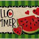 Hello Summer Watermelon Doormat, Cute Fruit Welcome Doormats Front Door Mat Non-Slip Entrance Mat Low Profile Kitchen Floor Rug Decor for Home Kitchen Patio 17 x 29 Inch