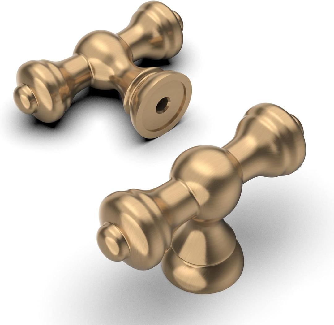 Amerdeco 10 Pack Champagne Bronze Kitchen Cabinet Knobs 2.1 Inch(53mm) Single Hole Cabinet Handles Dresser Knobs Drawer Knobs and Pulls for Bathroom Cabinets ZH0014...