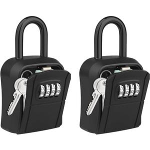Key Lock Box, [New Version] Diyife Lock Box for House Key, Portable Lockbox for Keys, 4 Digit Combination Key Safe Storage, Waterproof Key Lock Box Wall Mounted for Outdoor Home Garage (2Pcs, Black)