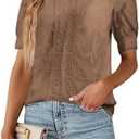 Falechay Womens Summer Tops Dressy Casual Short Sleeve V Neck Shirts Elegant Business Work Blouses,Medium