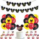 Cartoon Mouse Birthday Party Decorations Boy Party Supplies Includes Mouse Birthday Banner Cake Cupcake Toppers Latex Balloons