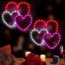 ILLUMINEW 2 Pack Valentine's Day Heart Window Lights, 8 Lighting Modes Red & Pink & White, 13.7 Inch LED Hanging Iron Frame Decor for Wedding Holiday Indoor Outdoor Party