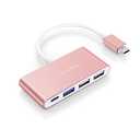 LENTION 4-in-1 USB-C Hub with Type C, USB 3.0, USB 2.0 for 2024-2016 MacBook Pro (M1-M4), iPhone 16-15 New Mac Air/Surface, ChromeBook, More, Multiport Charging & Connecting Adapter (C13, Rose Gold)