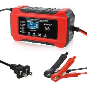 6Amp Battery Charger,12V Fully-Automatic Smart Car Battery Charger, Battery Maintainer Trickle Charger, Battery Desolator for Car Truck, Lawn Mover, Lead Acid Batteries