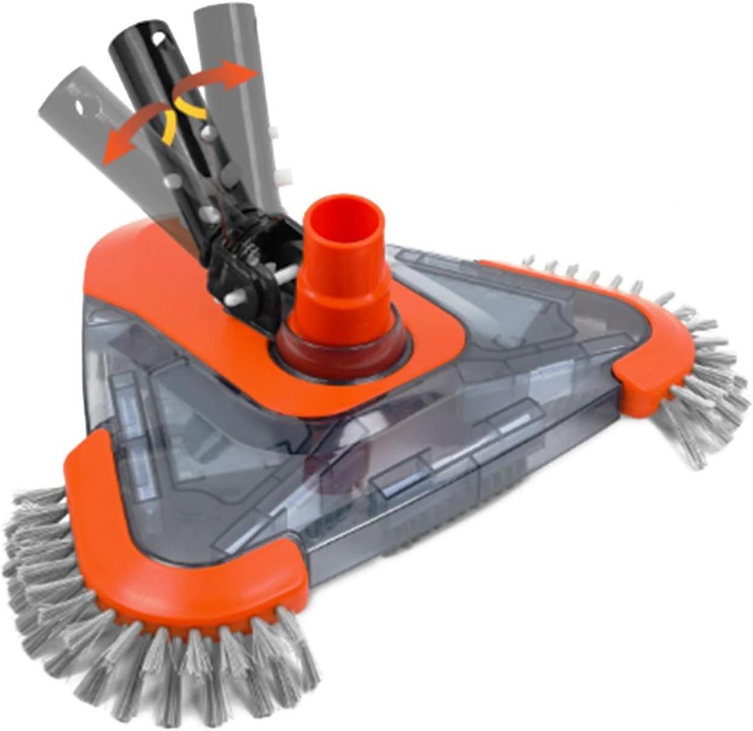 TidyMister Pool Vacuum Head with Side Brush,Universal Steering Handle & Universal Rotatable Hose Adapter,Swimming Weighted Pool Brush Vac (Safe for Vinyl Liner Pool) for Inground & Above Ground Pools
