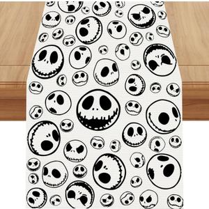 3 x Linen Halloween Table Runner 72 Inches Long, Halloween Home Kitchen Dining Room Table Decor, Christmas Xmas Winter Holiday Decorations and Supplies for Home