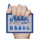 Harry Potter x Glamnetic Press On Nails - Luna Lovegood | Blue Celestial 3D Graphic Short Oval False Nails, Reusable Stick On Fake Nails with Glue | Salon Quality | 15 Sizes - 30 Nail Kit