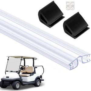 3 Pcs Golf Cart Living Hinge Retaining Clips Kit Include 1 Pcs 48 Inch Clear PVC Windshield Hinge 2 Golf Cart Window Clips for 1/4" Plexiglass Material Acrylic Panels