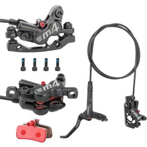 MEROCA M4 4-Piston Mountain Bike Hydraulic Disc Brakes Hydraulic Bike Brakes Front Tube 800mm Rear Tube1400mm with PM Adapter for 160mm Rotor