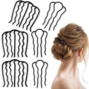 6 Pieces Hair Side Comb Metal Hair Comb Clips French Twist Comb for Updo Bun Vintage Hair, Black Hair Pins Hair Comb Hair Accessories for Women and Girls