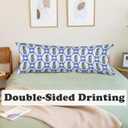 Blue Chinoiserie Christmas 20x54 Body Pillow Cover with Zipper,Grandmillennial Christmas Decor,Coquette Preppy Blue Bow Xmas Striped Decorative Long Hug Pillow Cases for Bed Couch