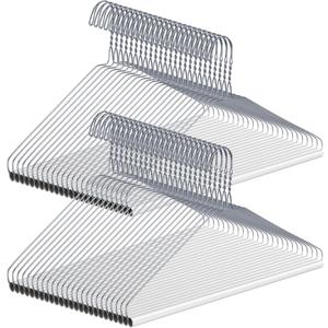 50 Pcs Wire Hangers Bulk 16" Dry Cleaner Hangers with Tubs for Caped Clothing, Suit Dry Cleaners or Home (Silver)