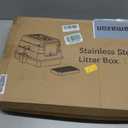 Stainless Steel Cat Litter Box with Lid, Extra Large Enclosed Metal Litter