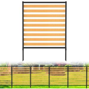 Air Conditioner Fence1 Panel, Privacy Fence Screen 54.5" H 39.4" W No-Dig Metal Wood Outdoor Pool Equipment Enclosure with Metal Stake, AC Unit Cover, Trash Bin Hider for Garden & Backyard