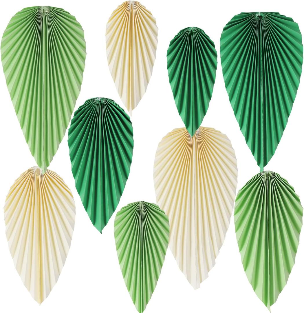 Hanging Paper Fans Paper Leaves Green Decoration for Spring Safari Jungle Birthday Baby Shower Wedding Party Backdrop Decorations Playroom Classroom Bulletin Board Wall Ceiling Decorations
