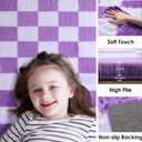 KICMOR Purple Rugs for Living Room Bedroom, 5x7 Fluffy Soft Checkered Area Rug Fuzzy Shag Shaggy Carpet, Indoor Furry Plush Floor Rugs for Kids Girls Boys Baby Teen Dorm Nursery Home Decor Aesthetic