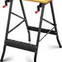 Folding Portable Workbench with Vise with Measuring Ruler and Protractor Adjustable Foldable Work Bench Multi Purpose for Garage Home DIY Carpentry