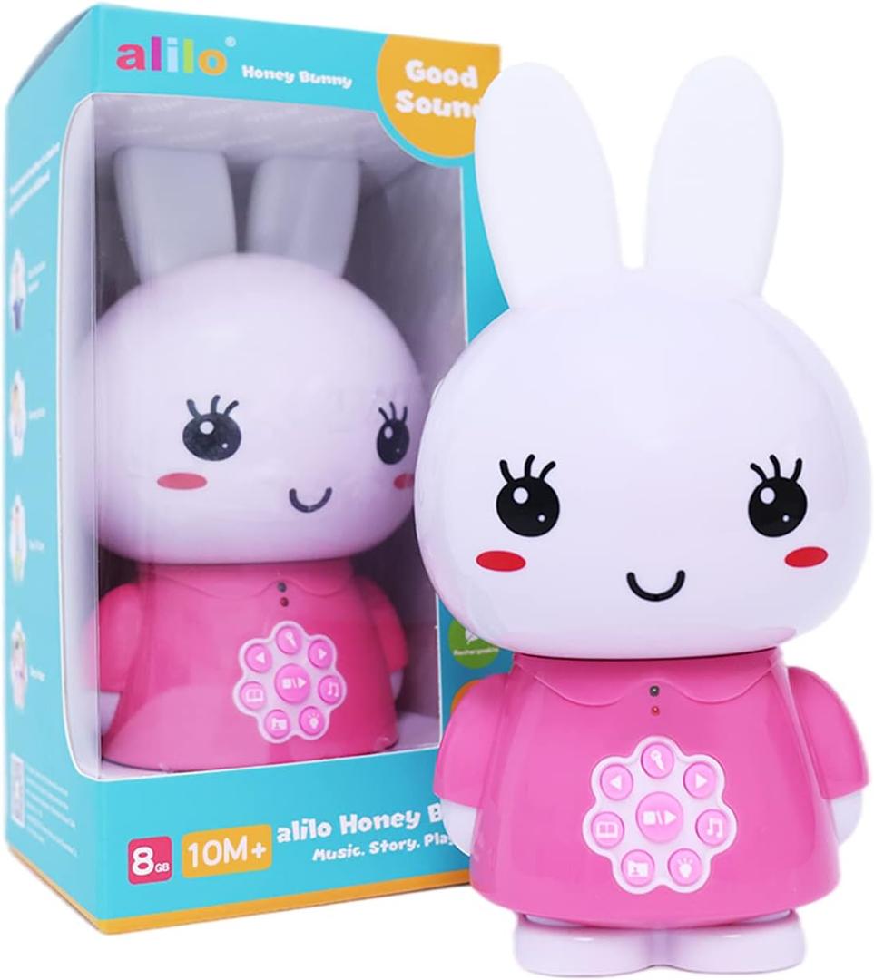 alilo Bunny Audio Player, Educational Toys for Imagination Building, Screen-Free Digital Listening Experience for Music, Stories, White Noise, and More 10+ Months (Honey Bunny, Pink)