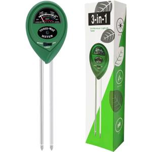 Soil PH Meter Soil Moisture Sensor 3-in-1 Soil Moisture/Light/pH Test Kit for Indoor/Outdoor Plants Care(No Battery Needed)