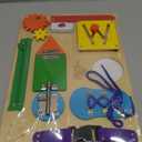 deMoca Sensory Busy Board for Toddlers, Premium Wooden Toddler Busy Board for 1 2 3 Year Old with 10 Educational Activities for Fine Motor Skills, Fidget Activity Toy for Travel Toy (Multicolored - Large)