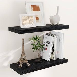 Fun Memories 8 Inch Deep Floating Shelves, Rustic Wood Floating Shelf Wall Mounted, 24 x 8 Wall Shelves Set of 2, Deep Floating Shelves for Bathroom, Living Room, Kitchen