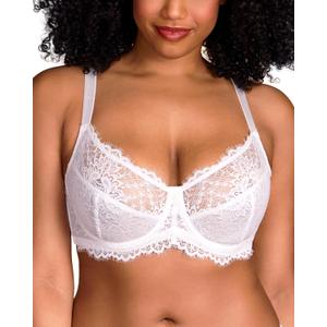 HSIA Minimizer Bra for Women - Plus Size Full Coverage Lace Bra with Underwire, Non Padded (42C, White)