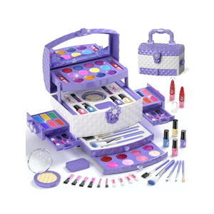 PERRYHOME Kids Makeup Set for Girl 56 Pcs Washable Real Cosmetic, Non-Toxic Frozen Toys Toddler Makeup Kit, 2026 New Princess Valentine & Birthday Girl Gift for 3 4 5 6 7 8 9 10 11 12 Year Old Girls