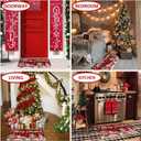 Merry Christmas Red Truck Gnomes Snowflake Buffalo Plaid Doormat 30"x17", Seasonal Winter Xmas Holiday Low-Profile Non-Slip Floor Mat Switch Mat for Indoor Outdoor